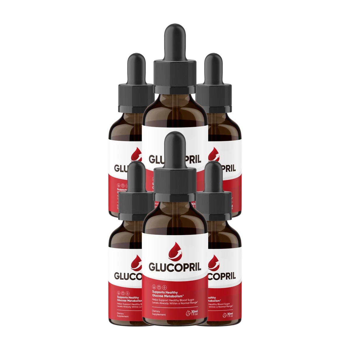 GlucoPril supplement six-bottle package